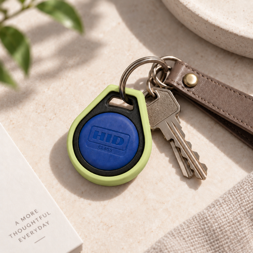 Keytuck key fob cover in Pistachio on a keyring